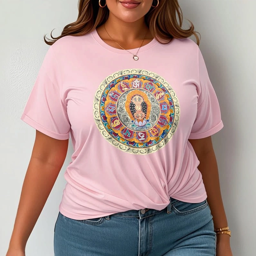 Dorje Vajra Mandala Buddhist t-shirt lifestyle shot showing perfect pairing for yoga, meditation, and spiritual practice wardrobe