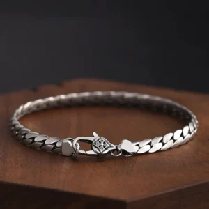 Double dorje vajra copper bracelet showing premium buckle clasp and flat chain links