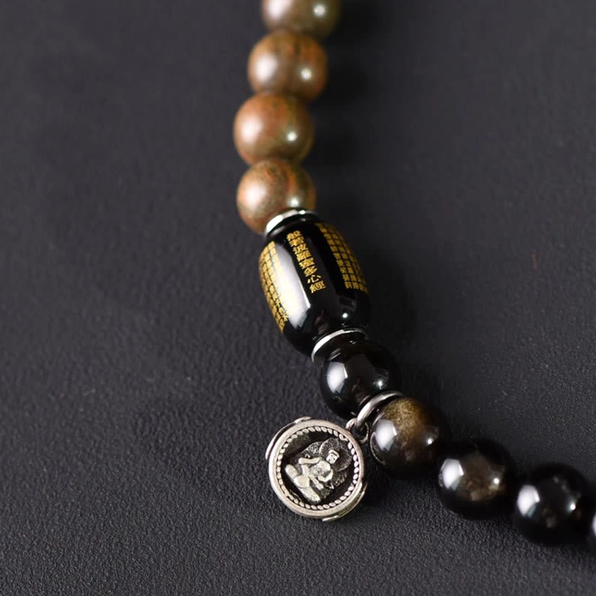 Double wrap Buddhist bracelet worn on wrist showing comfortable fit and natural bead coloration