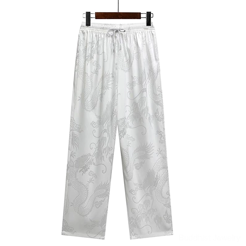 Dragon motif jacquard weave on Tang suit fabric showing intricate craftsmanship