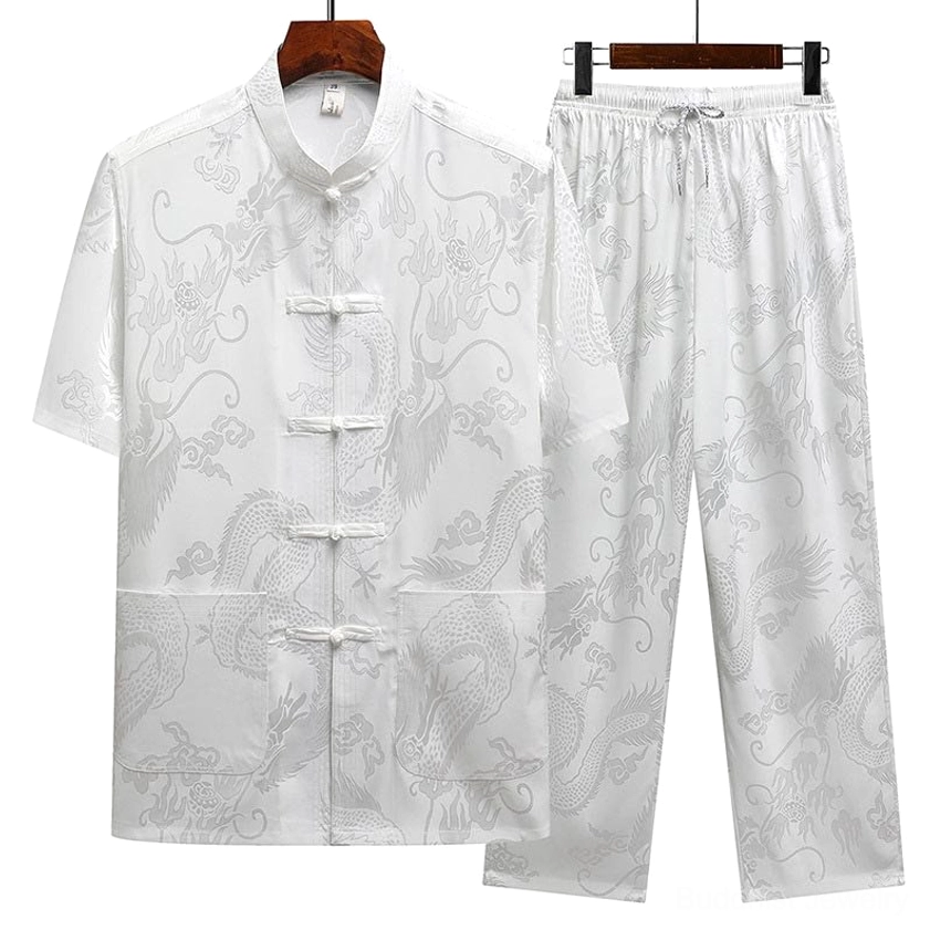 Dragon jacquard Tang suit showcasing premium nylon fabric quality