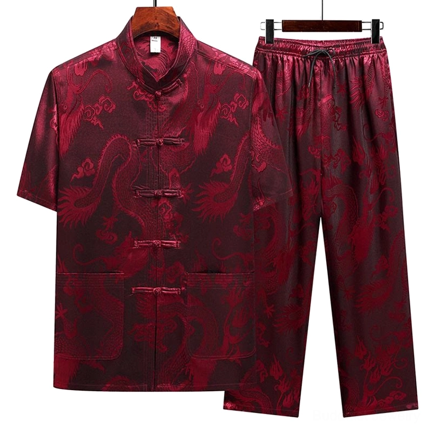 Dragon jacquard Tang suit available in multiple sizes for perfect fit