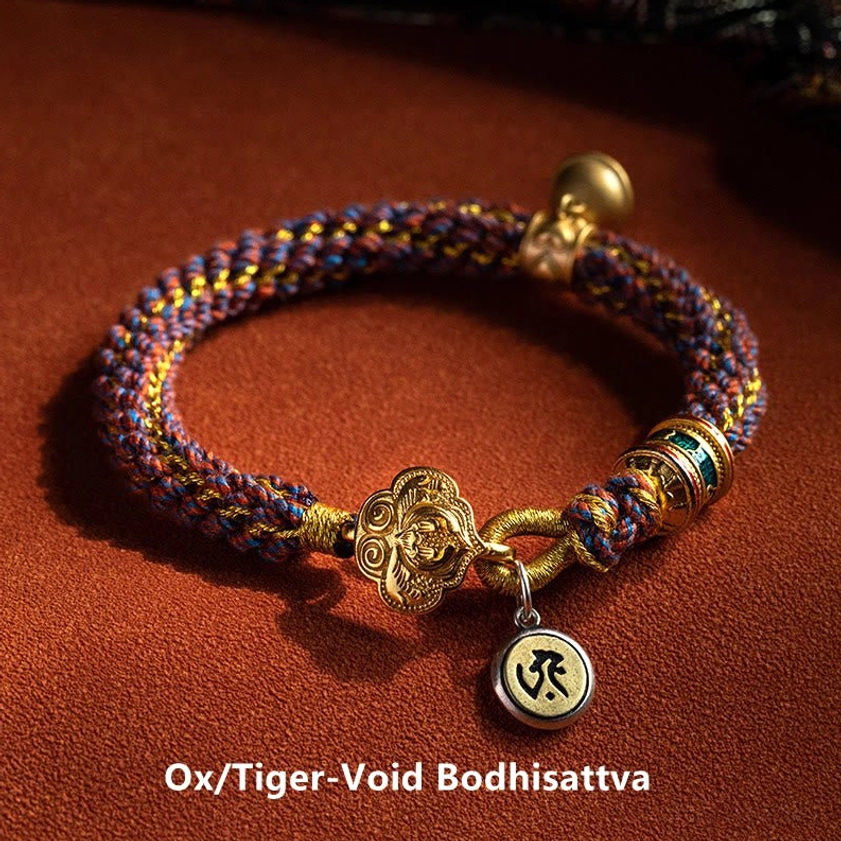 Dragon zodiac natal Buddha red string bracelet with sterling silver guardian charm for protection
