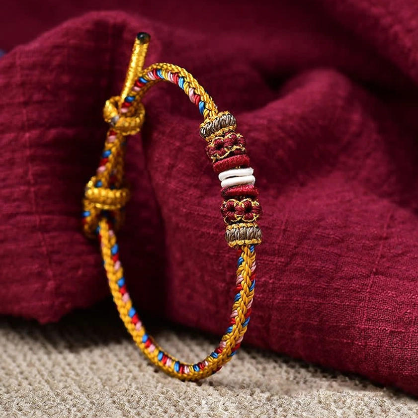 Dunhuang braided Buddhist protection bracelet multicolor threads detail craftsmanship quality
