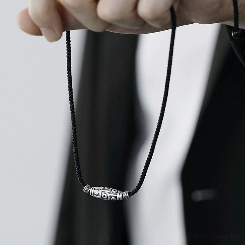 Dzi bead buddhist necklace unboxed product packaging and presentation for spiritual gift or personal collection