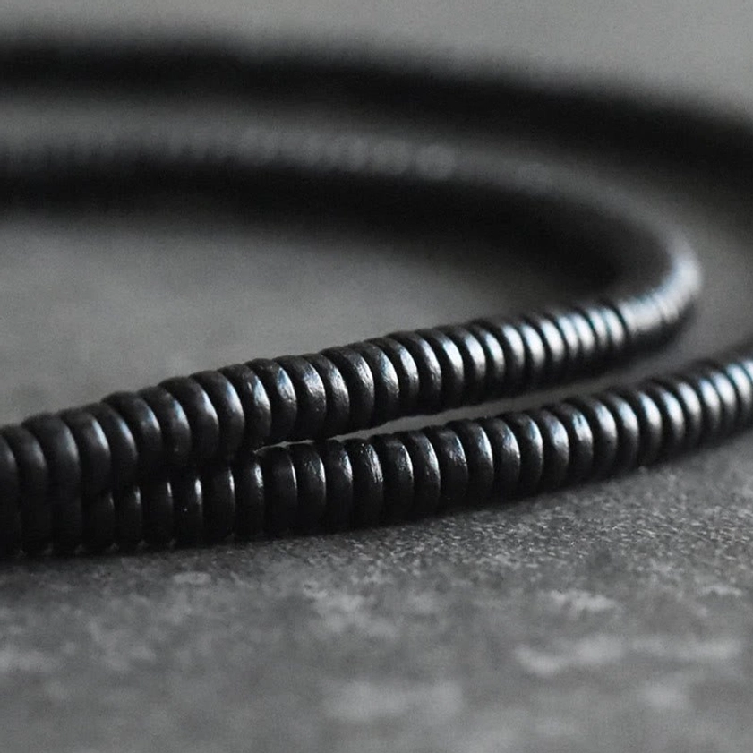 Black ebony bead bracelet with brass accents Buddhist spiritual grounding accessory