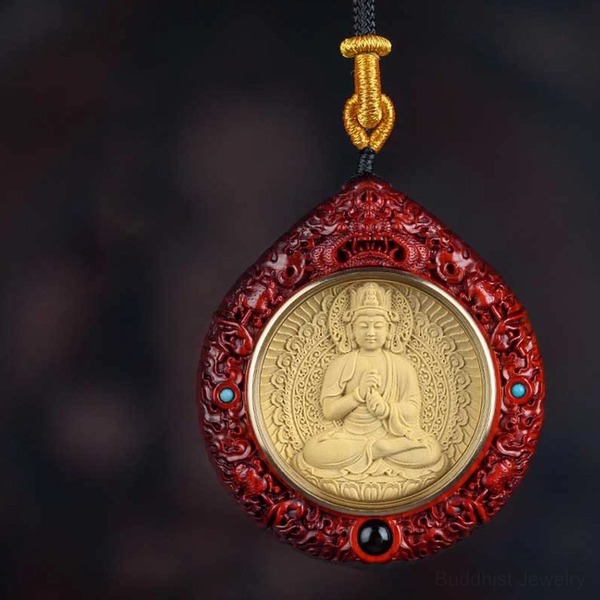 Ebony wood Goat Monkey Tathagata Buddha necklace pendant with spiritual relief