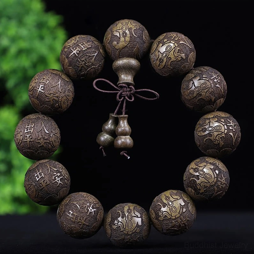 Ebony wooden bracelet for safety and peace, spiritual protection design with traditional craftsmanship