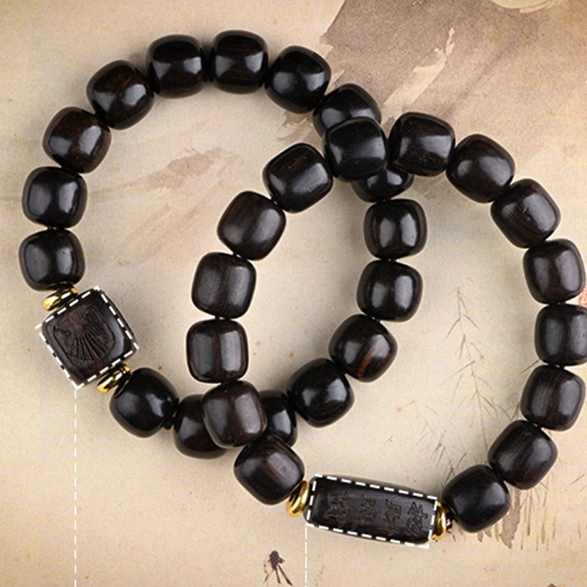 Ebony wood bracelet with wealth-attracting significance and spiritual grounding energy for meditation practice
