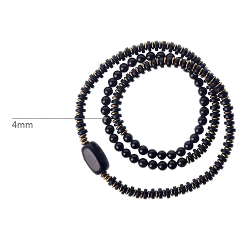 Natural ebony wood and rainbow obsidian triple wrap bracelet for empaths, sensitive souls, and spiritual practitioners