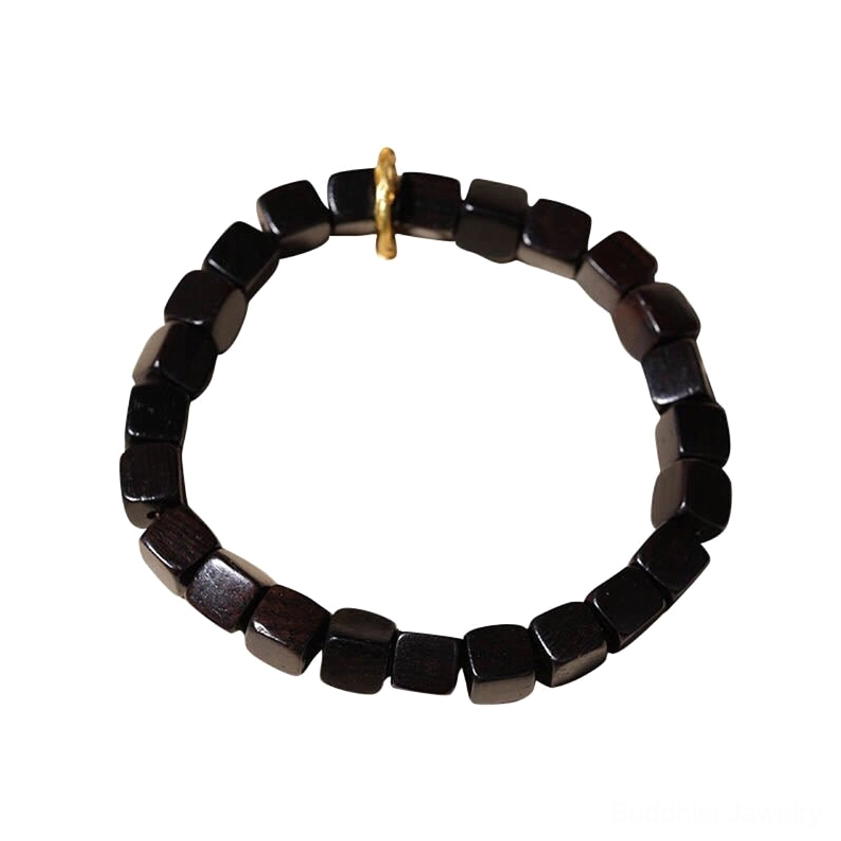 Ebony wood square bead meditation bracelet for calm, peace, grounding and spiritual protection