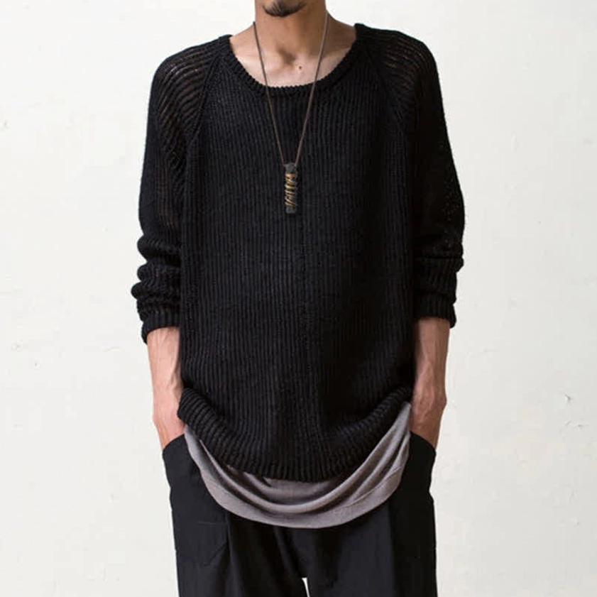 Ebony wood brass zen pendant necklace worn on male torso casual styling