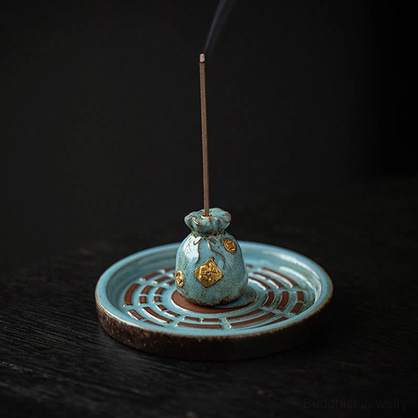 Ceramic Bagua incense burner with natural glazing and eco-friendly materials for conscious spiritual practice