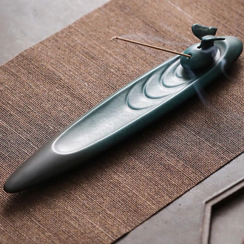 Ceramic incense holder with natural materials eco-friendly Buddhist decoration for peaceful spaces