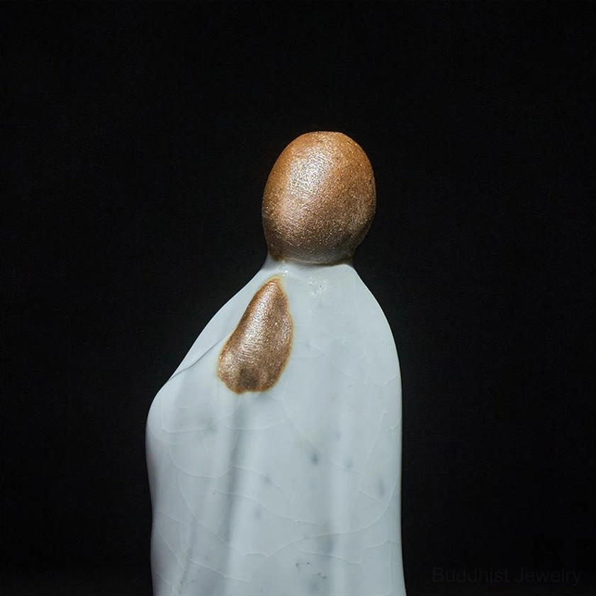 Meditation monk ceramic figurine natural materials eco-friendly spiritual decor