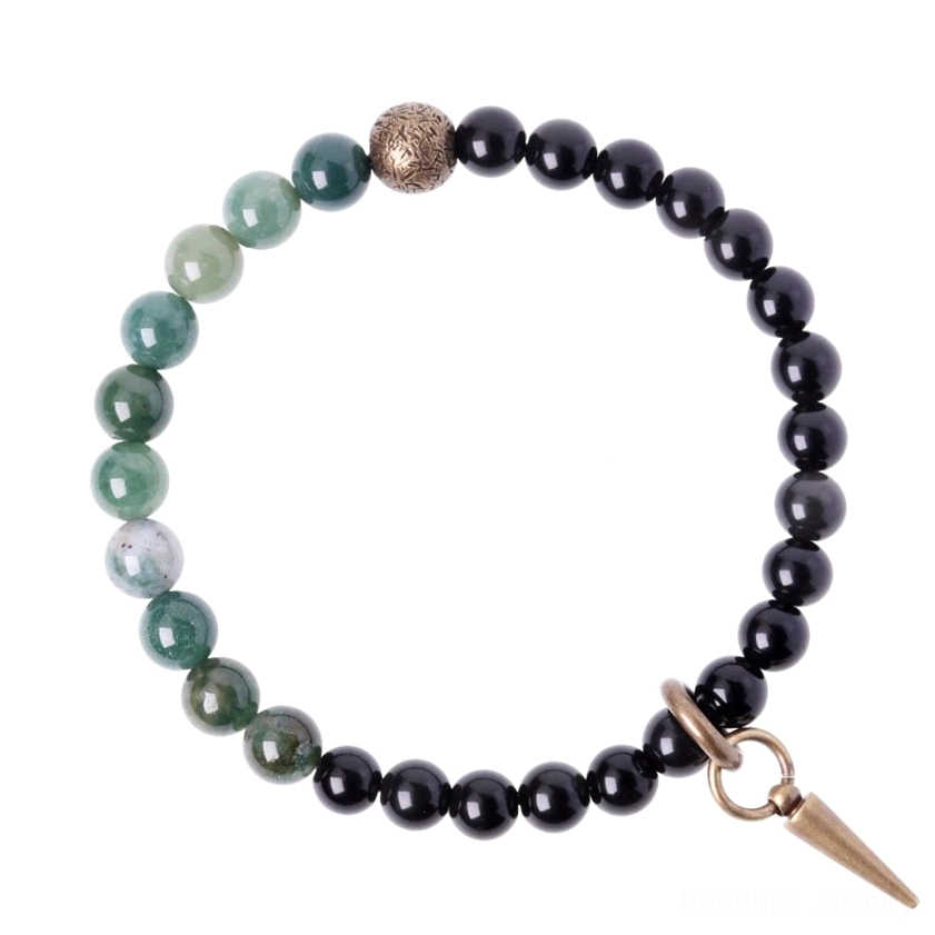 Premium elastic cord couples bracelet with multiple stone varieties and protective energy
