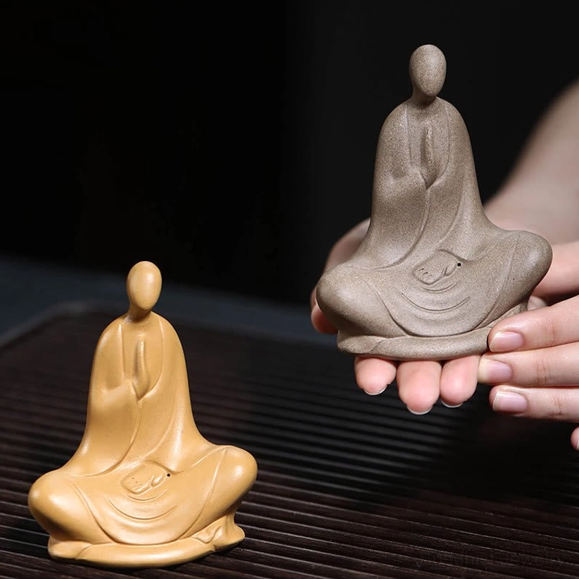Faceless Buddhist ceramic statue for mindfulness - spiritual home decor accent piece