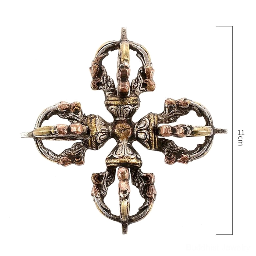 Double dorje vajra five-pronged design - Buddhist sacred geometry symbol for spiritual transformation and enlightenment