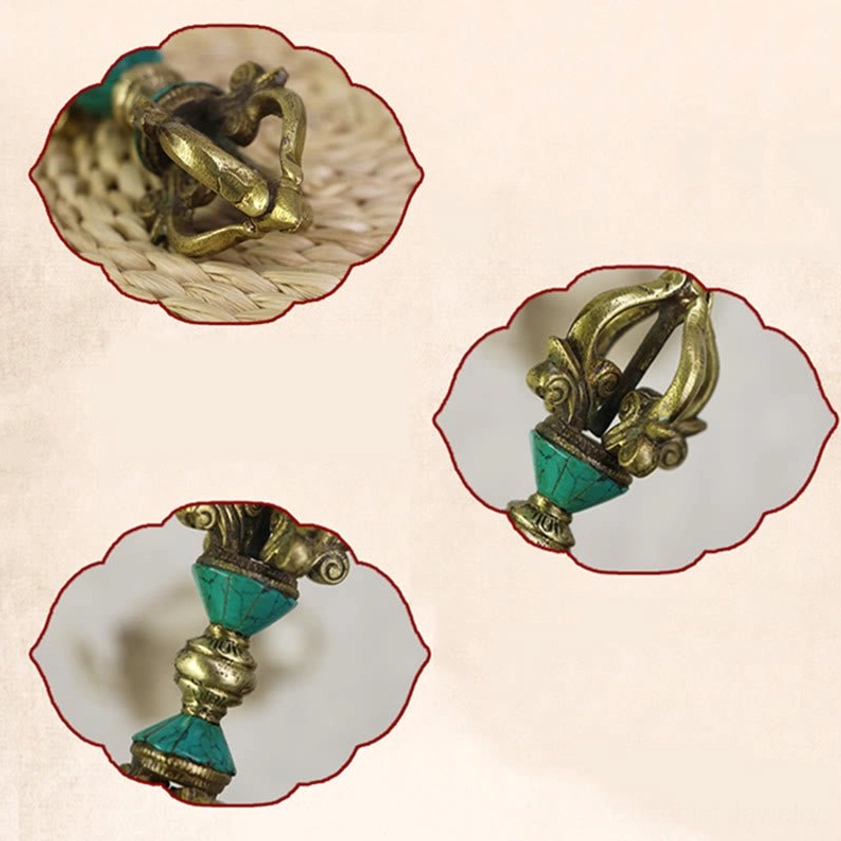 Handcrafted five-prong vajra dorje spiritual meditation tool with traditional Buddhist symbolism