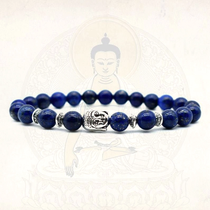 Complete five-stone multistone Buddhist bracelet collection showing all variations with different gemstones