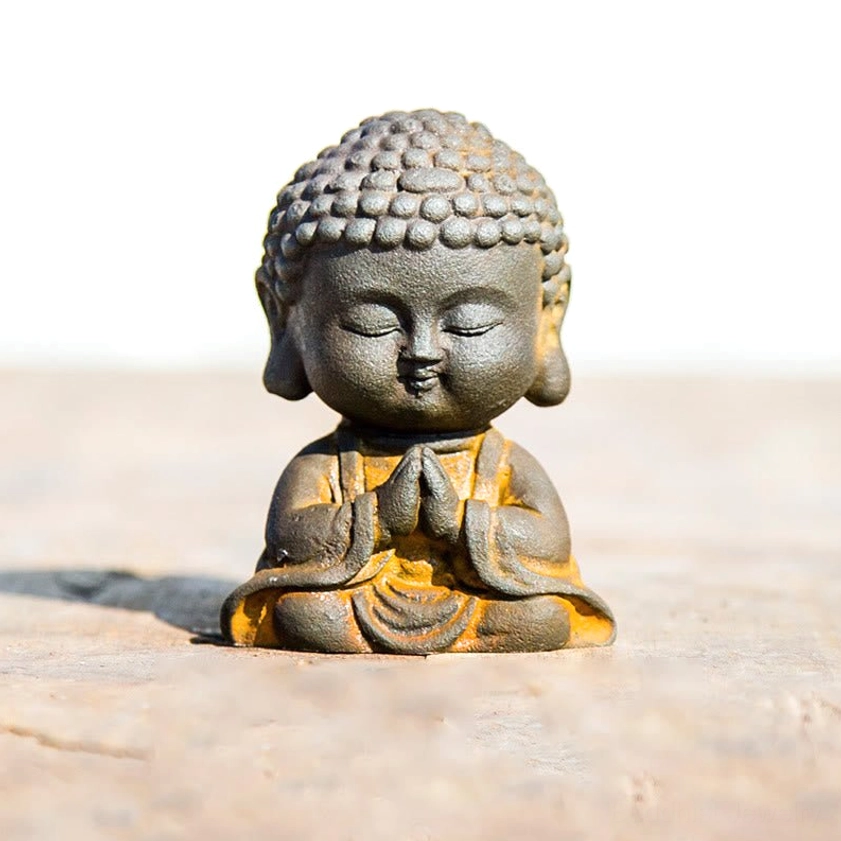 Folded Palms Buddha statue in anjali mudra pose with hands pressed at heart representing gratitude and reverence