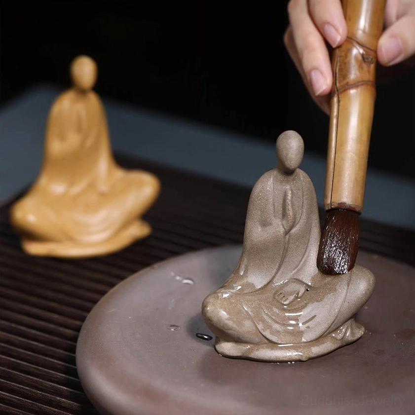 Formless Buddha ceramic statue - artistic handcrafted sculpture with spiritual symbolism