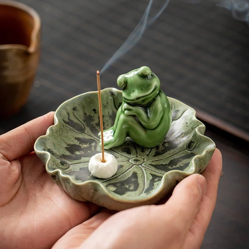 Frog incense burner for anxiety relief and stress reduction through mindfulness practice