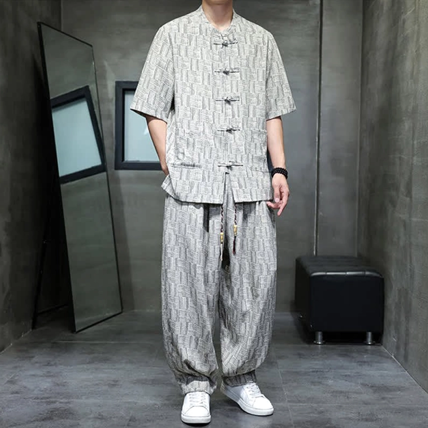 Men's frog button mandarin collar shirt - traditional Chinese fashion detail and craftsmanship