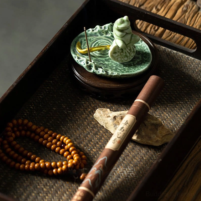 Handcrafted frog ceramic incense burner, easy to clean and maintain water rinse
