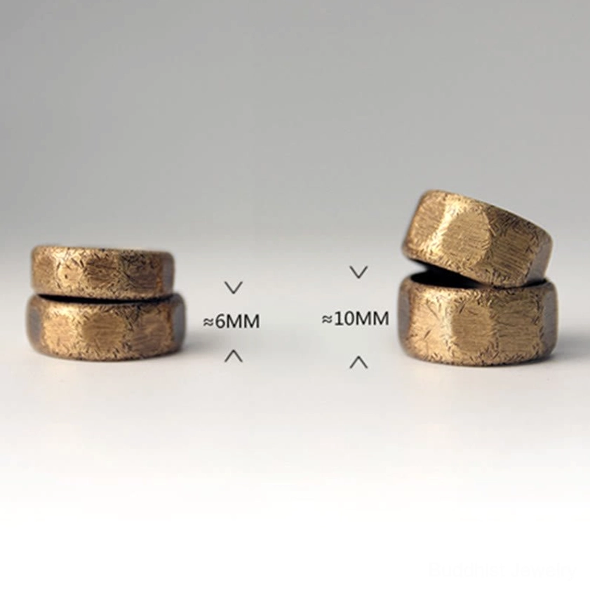 Frosted copper brass wealth ring right side close-up showing thick matte band and adjustable open design