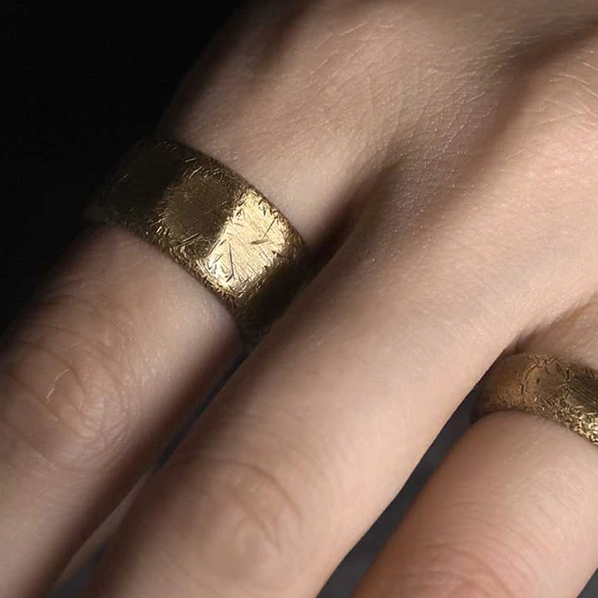Frosted copper brass wealth ring unisex adjustable open cuff for men and women