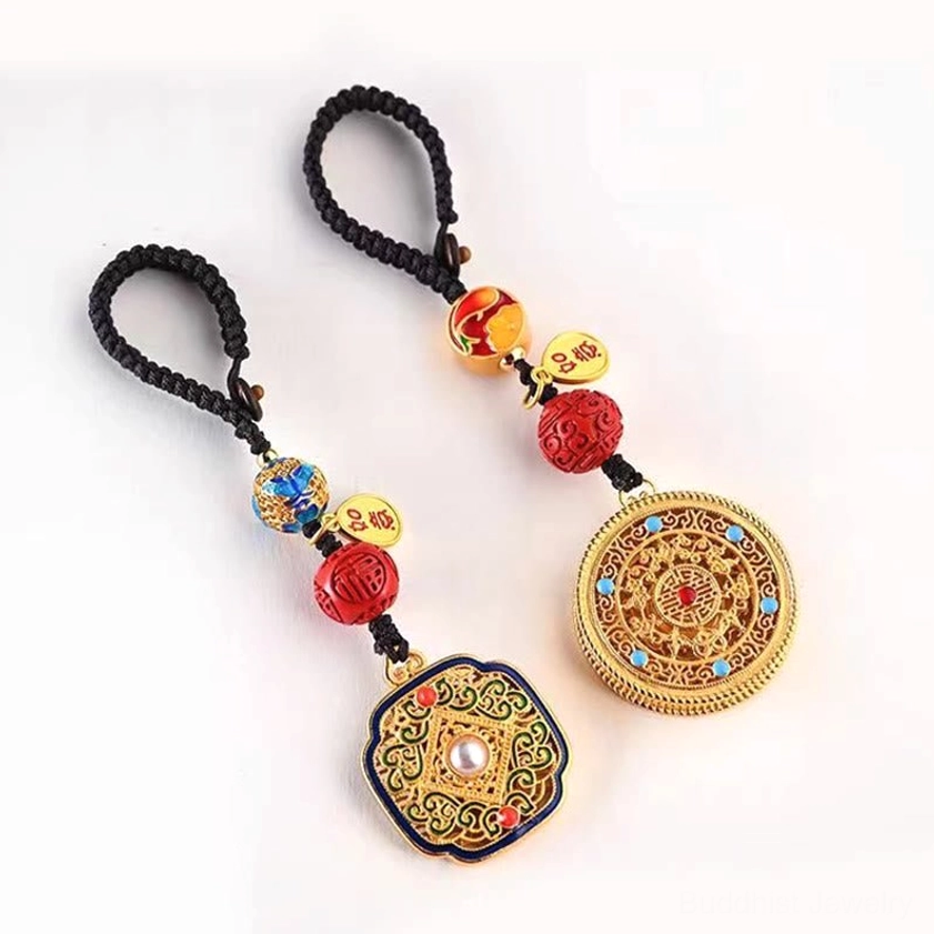 Fu character blessing keychain compact size shown with scale reference for portable daily carry convenience