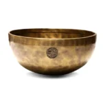 Full moon copper singing bowl handcrafted with hammered finish and traditional emblem