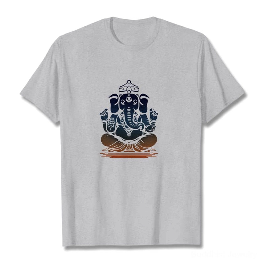 Light grey Ganesha meditation t-shirt flat lay - premium cotton spiritual print