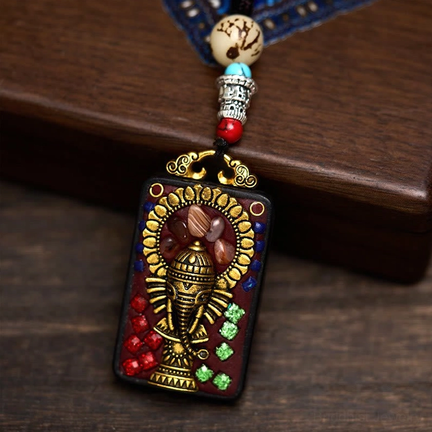 Top-down view of Ganesha elephant pendant showing complete design and proportions