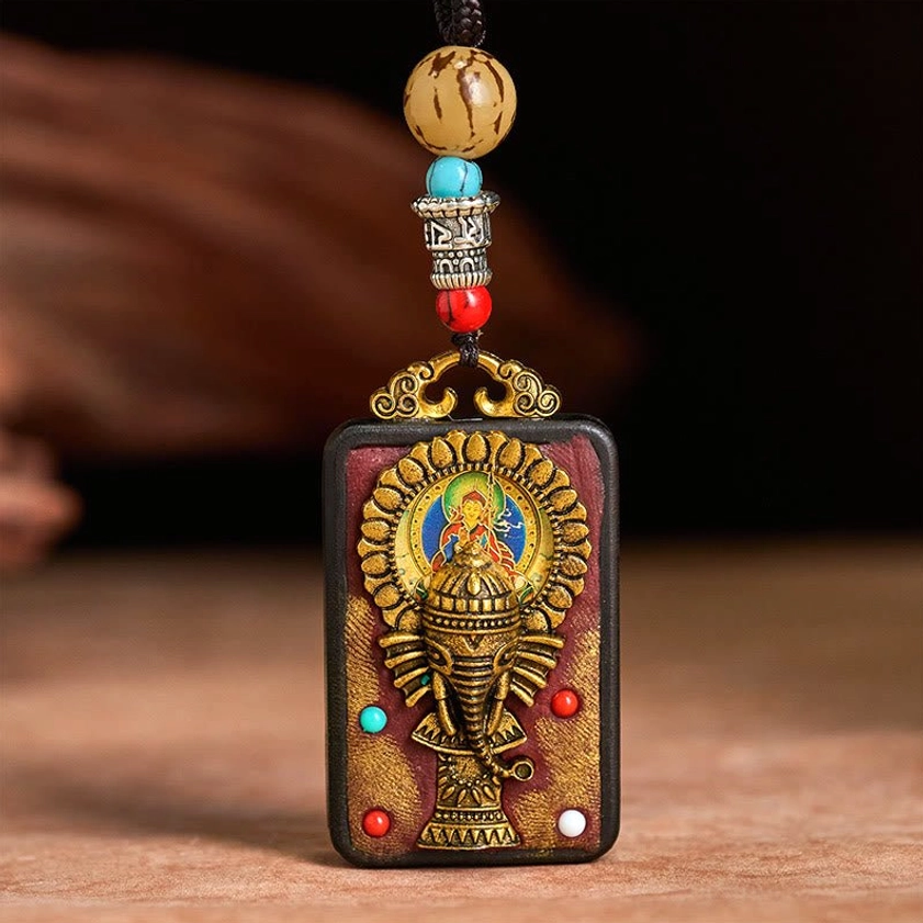 Ganesha protection pendant necklace showing complete rope length and pendant positioning