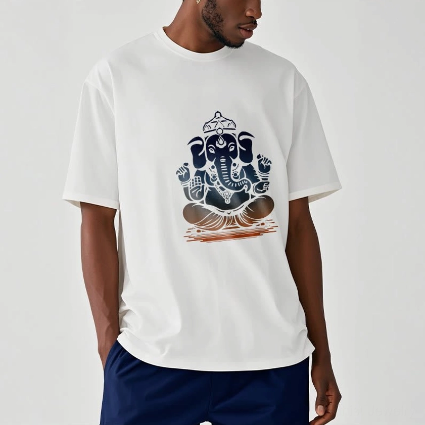 Unisex Ganesha printed t-shirt relaxed fit - mindfulness spiritual clothing