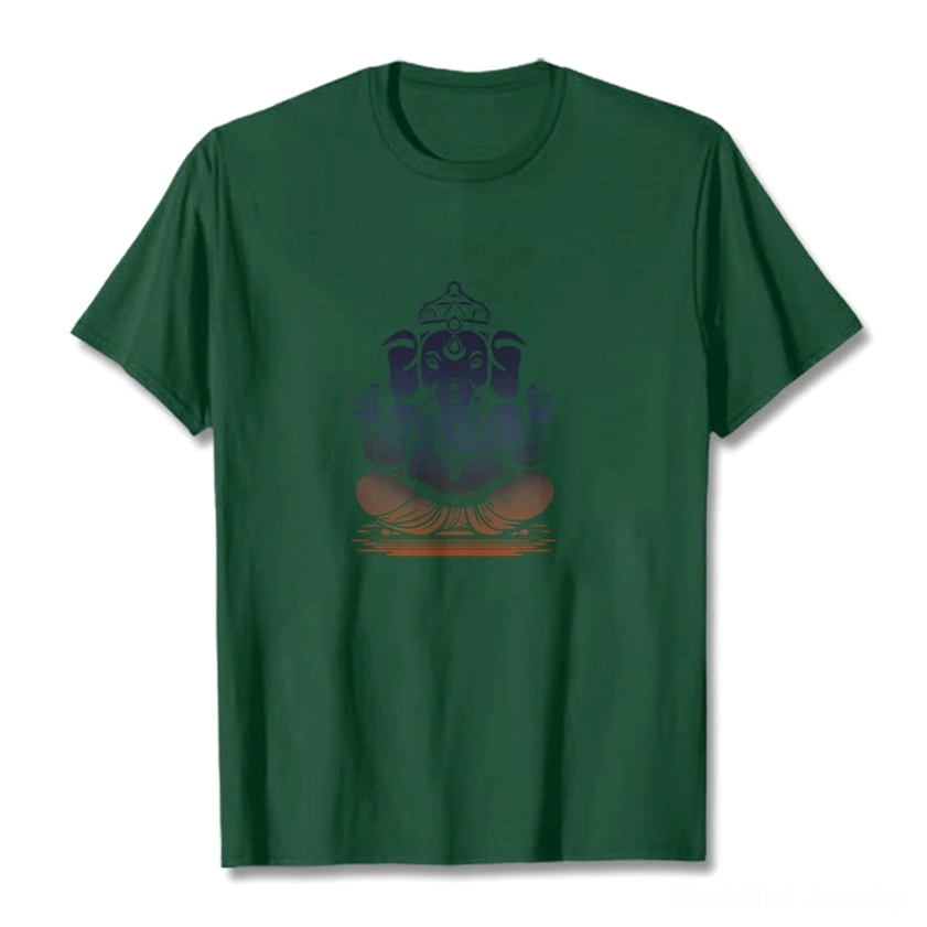 Ganesha meditation t-shirt color options - white black beige variants