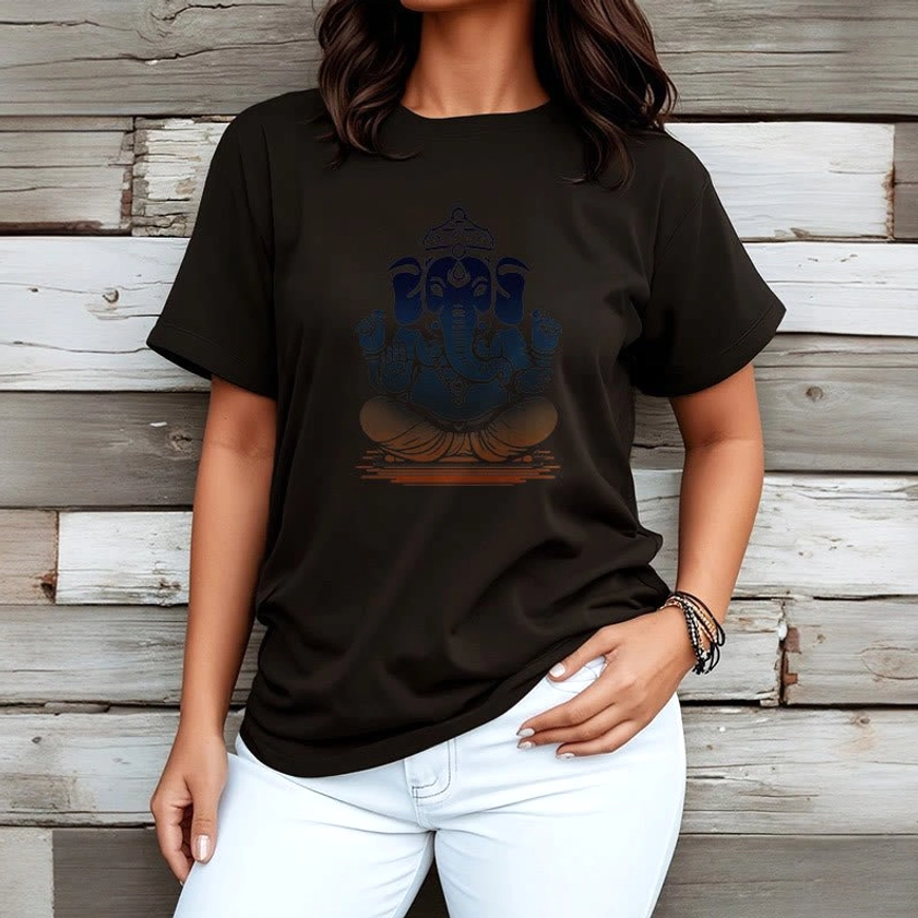 Black Ganesha meditation t-shirt relaxed fit - women's spiritual apparel