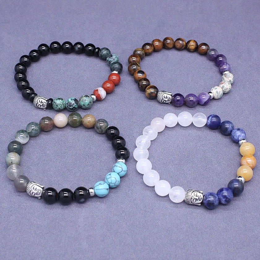 Gemstone Buddha bracelet with healing stones for spiritual growth and positive energy