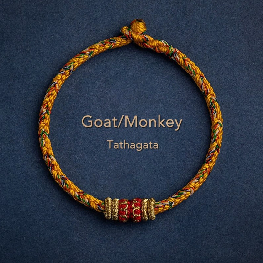 Goat and Monkey zodiac Tathagata natal buddha handmade string bracelet