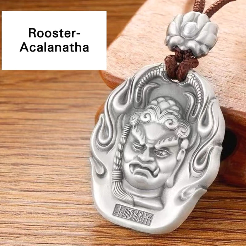Goat Monkey zodiac natal Buddha pendant - Tathagata Buddha, silver Buddhist pendant for enlightenment and creative expression