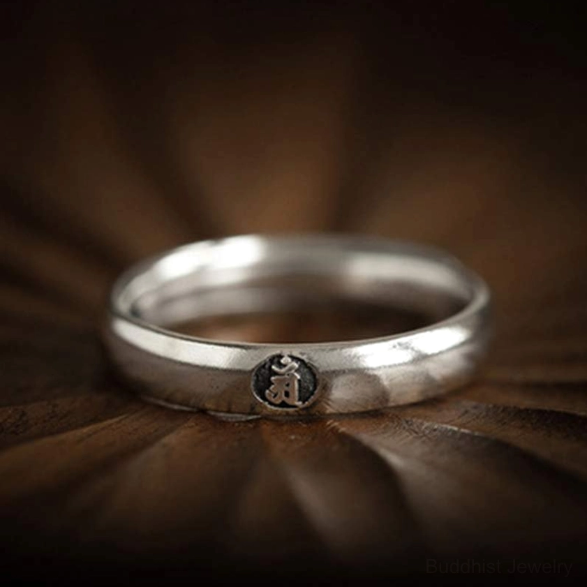 Goat zodiac natal buddha sterling silver ring with serene embossed goat emblem