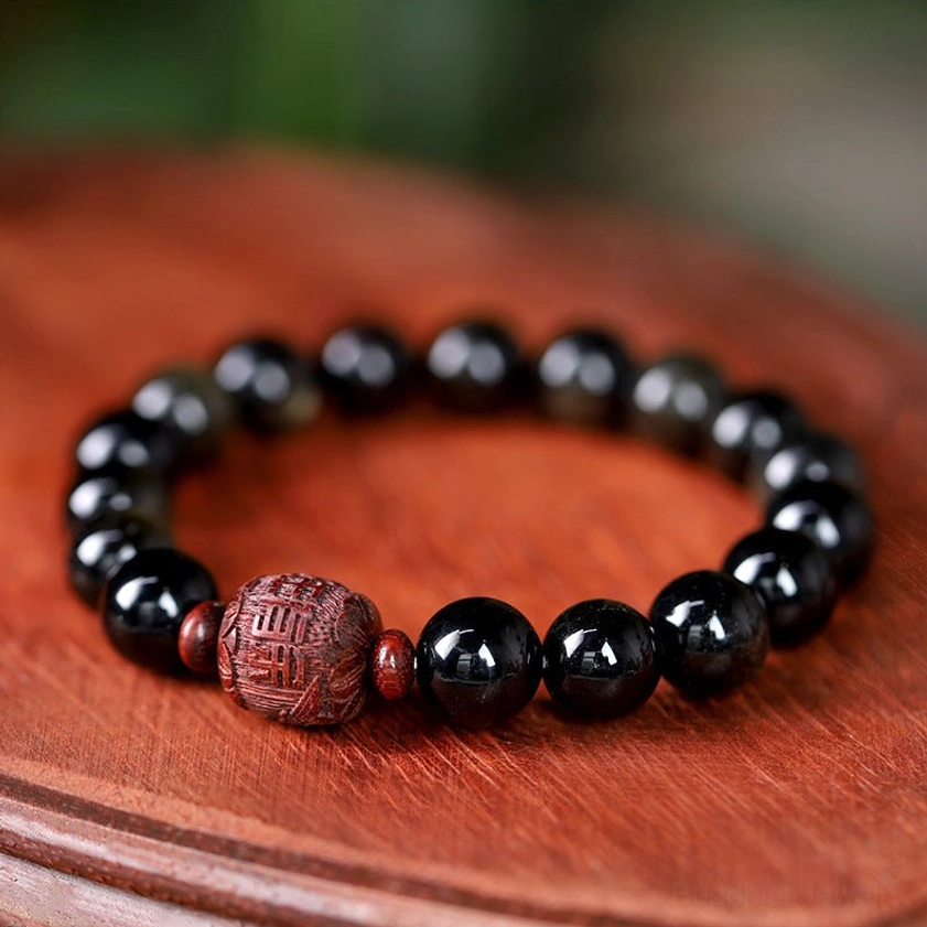 Gold Sheen Obsidian 'May you have a surplus every year' prosperity bracelet, 10mm beads for abundance manifestation