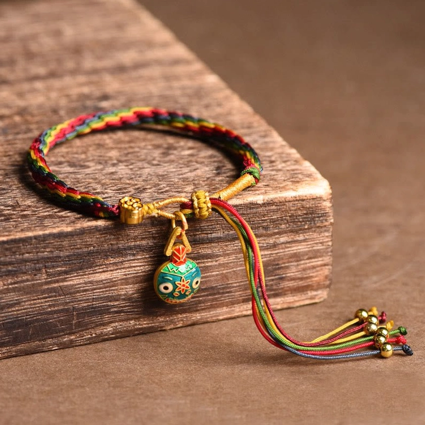 Gold swallowing beast dad bracelet for wealth and financial prosperity - Buddhist family luck protection cord