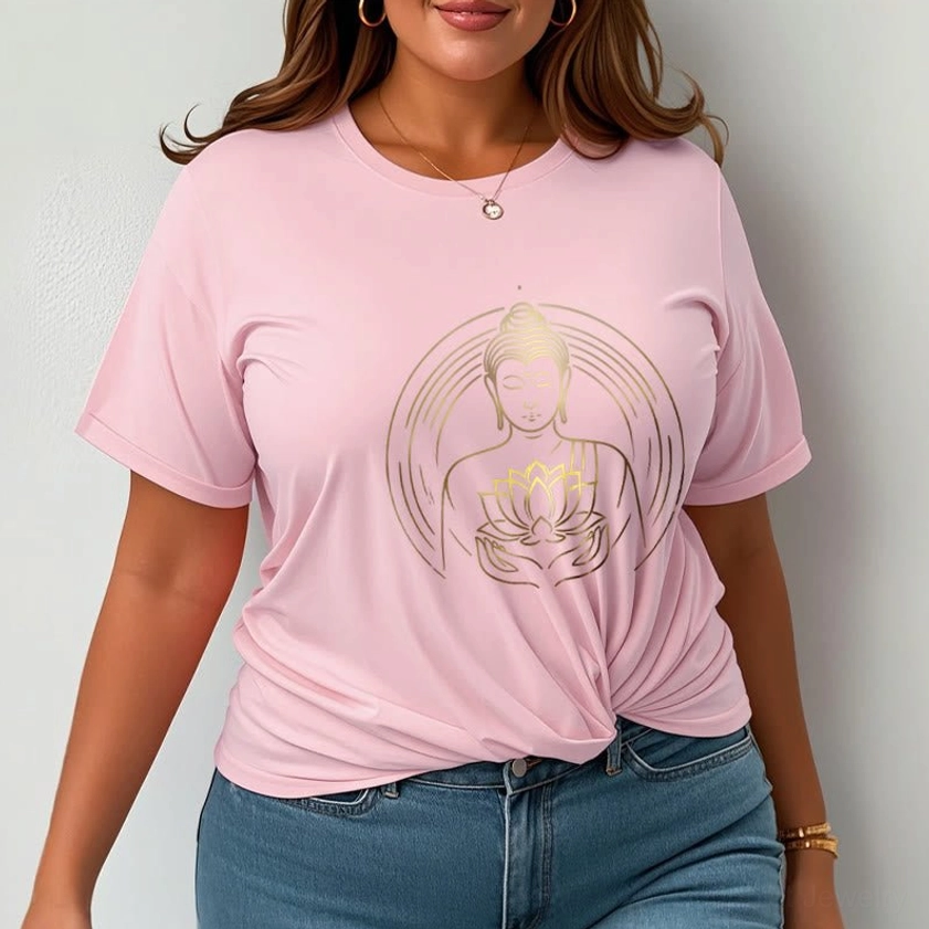 Golden Buddha lotus flower t-shirt worn casual everyday mindfulness spiritual fashion
