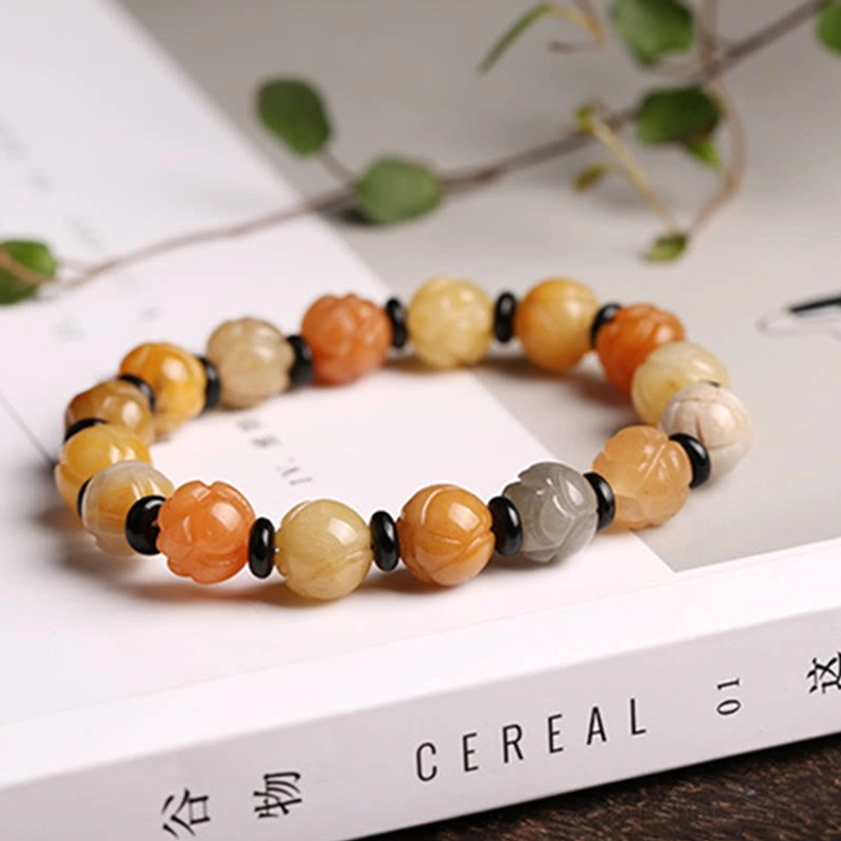 Golden Silk Jade Lotus Bracelet gift packaging and presentation for Buddhist jewelry collection