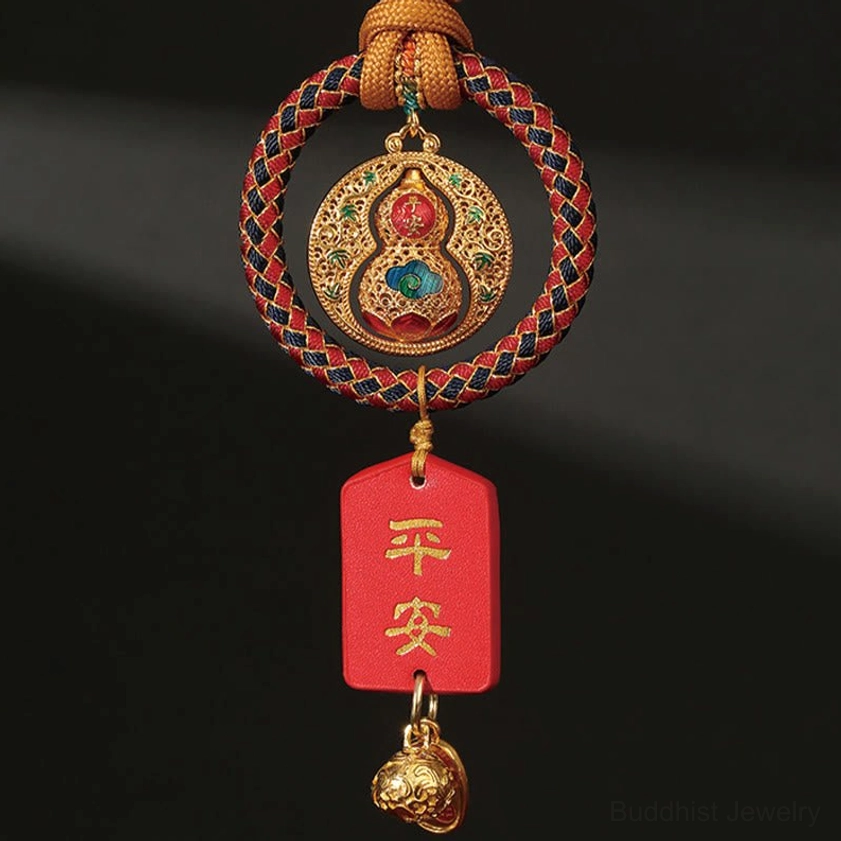 Gourd Fu character car hanging charm size guide showing 34cm length measurement on white background