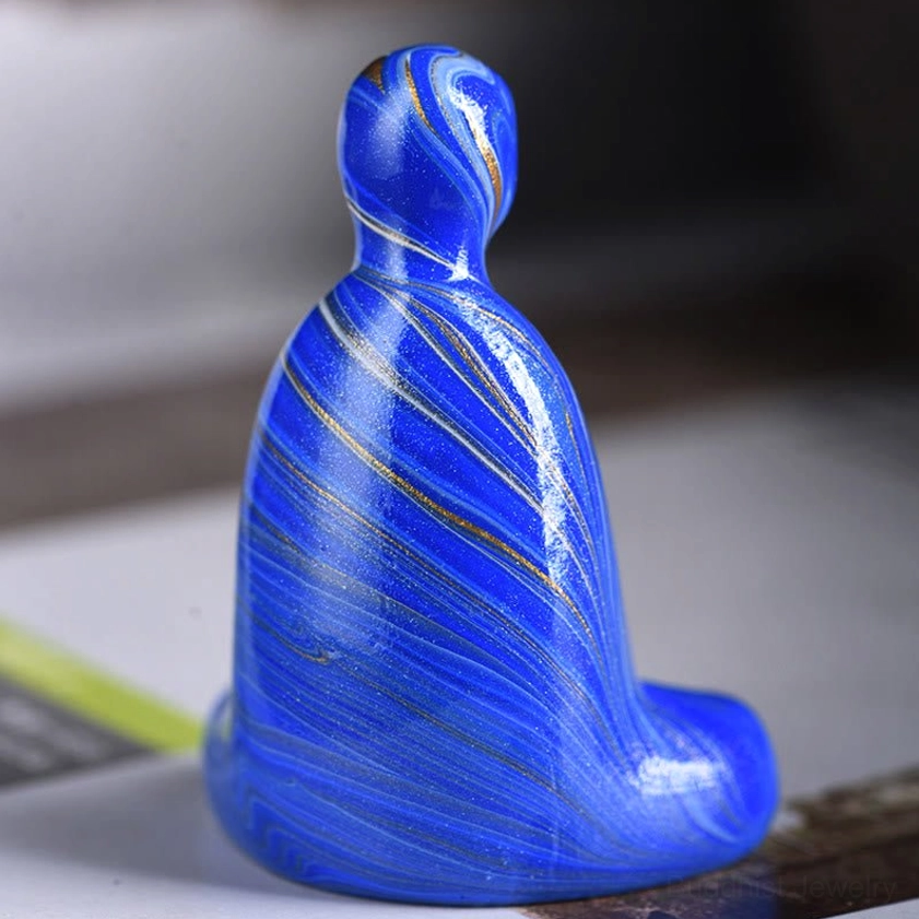 Gray marbled Buddha incense holder showcasing unique hand-painted lacquer pattern