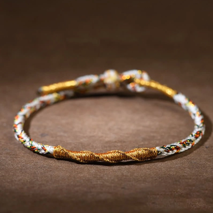 Gray Buddhist Zodiac Natal Buddha Braided Rope Bracelet for Horse Sign - Mahasattva Bodhisattva Energy and Strength
